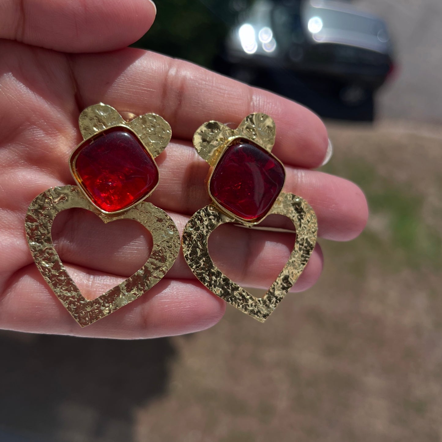 Gold plated Handmade brass earrings.