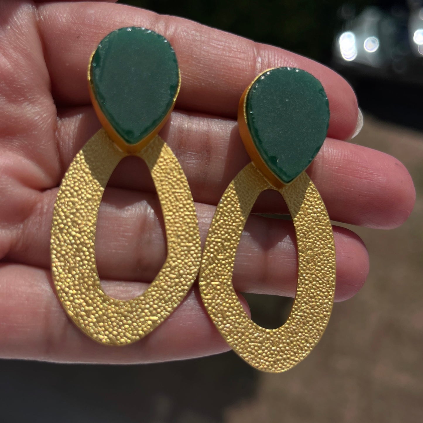 Lightweight Hand made brass jewellery with druzy stones,