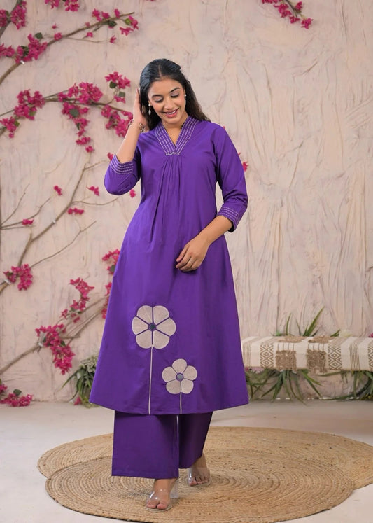 FABRIC - PURE COTTON , A-LINE, ONE SIDE POCKET, EMBROIDERY & MIRROR WORK ON FRONT & BACK, SIZE- S TO XXL