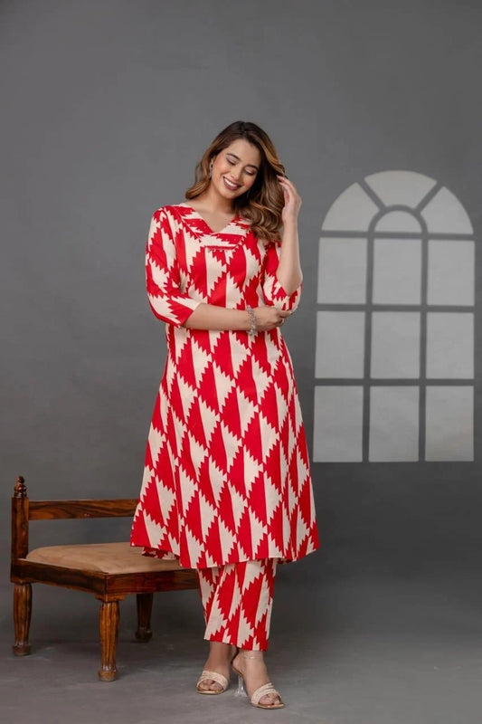 FABRIC - COTTON, A- LINE, ONE SIDE POCKET HANDWORK, SIZES S TO XXL