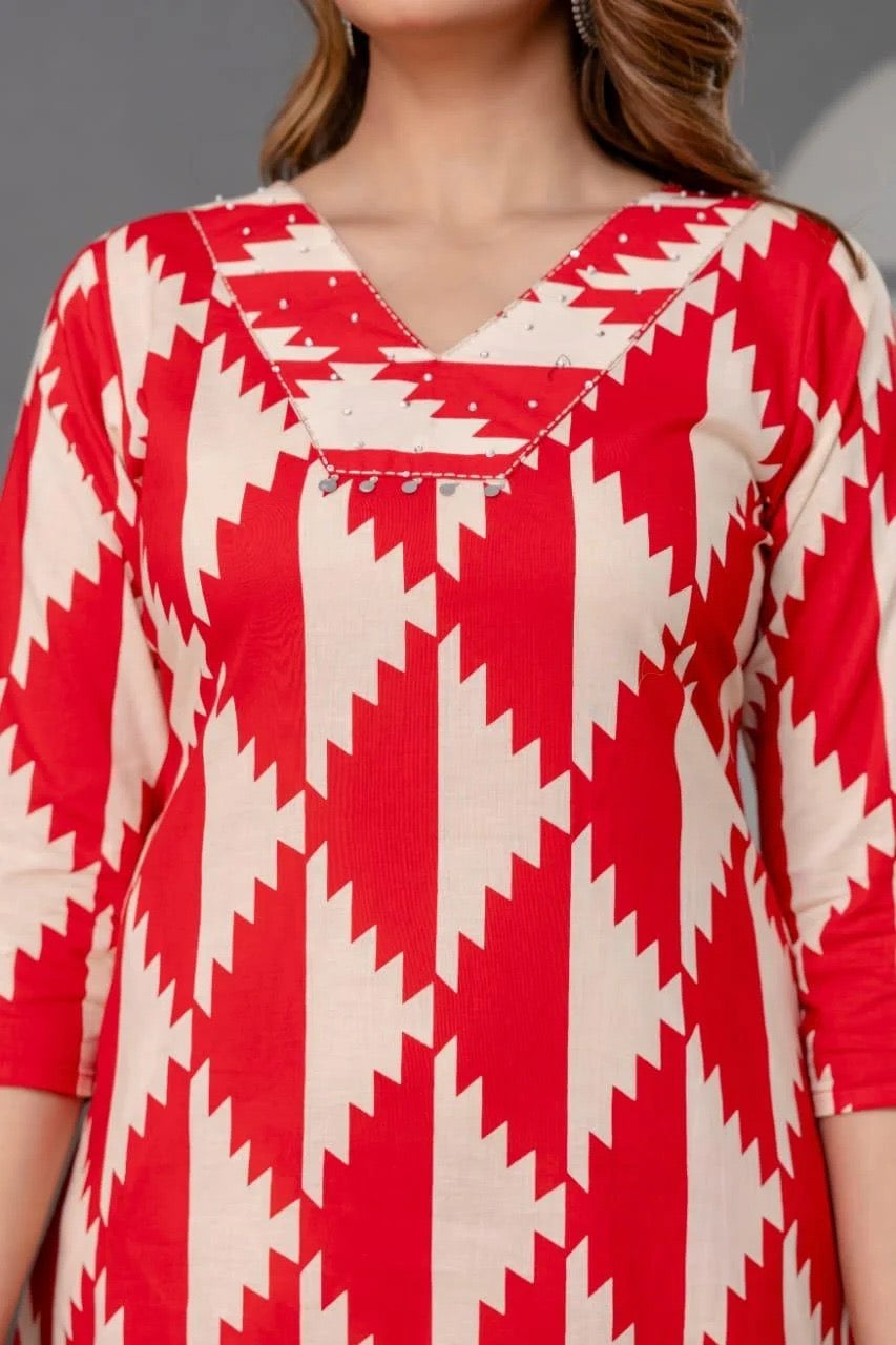 FABRIC - COTTON, A- LINE, ONE SIDE POCKET HANDWORK, SIZES S TO XXL